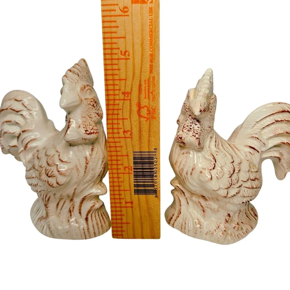 *Ceramic‎ Rooster Salt Pepper Shakers 5